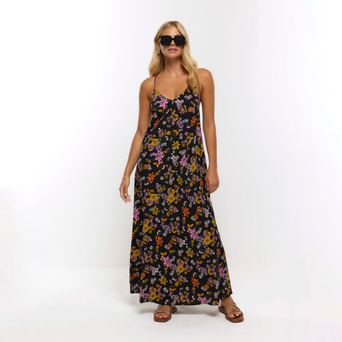 Slip Dress - Black/floral - Ladies