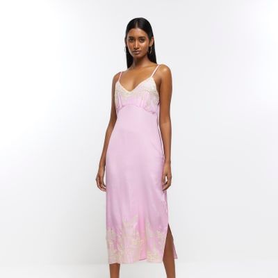 River island hot sale pink lace dress