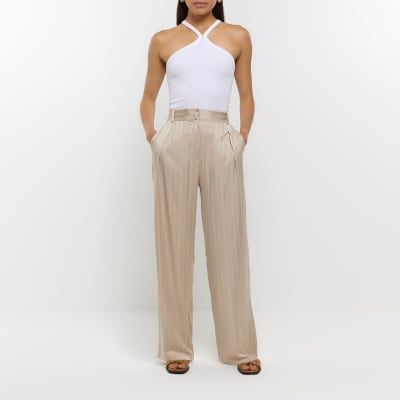 White Debbie wide-leg cotton-blend bouclé trousers | Emilia Wickstead |  MATCHES UK