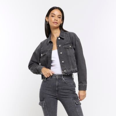 Checkout this White frill raw hem cropped denim jacket from River Island