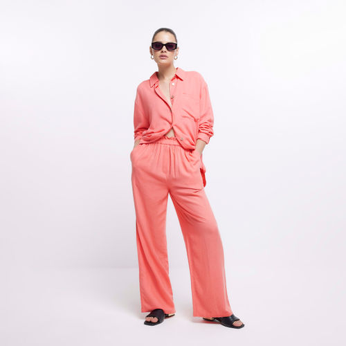 Womens Pink Wide Leg Trousers