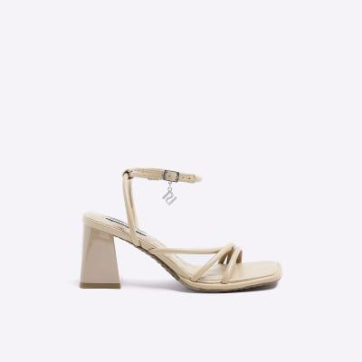 River Island Womens Beige Wide Fit Strappy Heeled Sandals 22.00