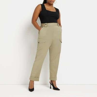 LTS Tall Women's Khaki Green Cargo Trousers | Long Tall Sally