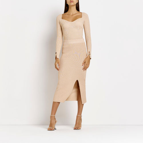 River Island Womens Beige Rib...