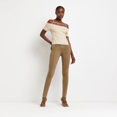 River Island Womens Brown Molly Mid Rise Skinny Jeans 20.00