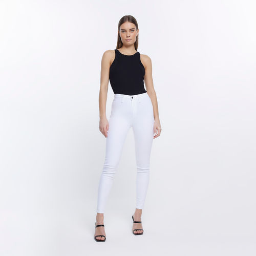 River Island High Waisted leggings in White