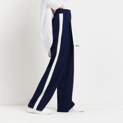 Reiss Petite Wide Leg Side Stripe Trousers  ShopStyle