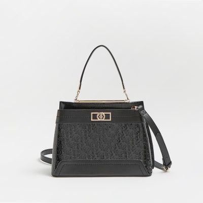 Black ri monogram embossed patent sale