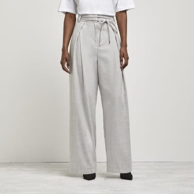 Stone utility trousers with linen | River Island