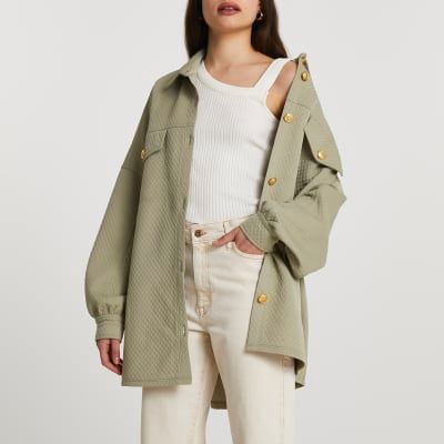 River island shop khaki shacket