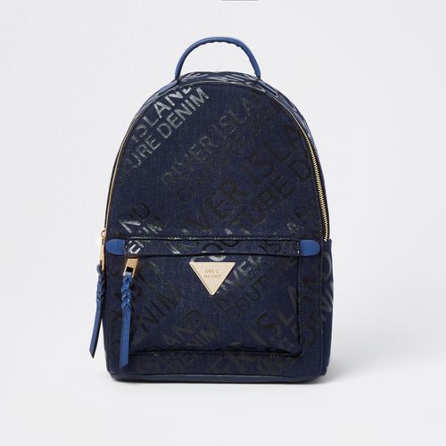 River Island Monogram Backpack in Brown