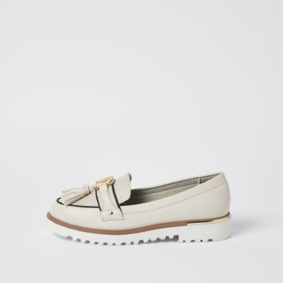River Island Womens Cream RI branded tassel loafers Compare