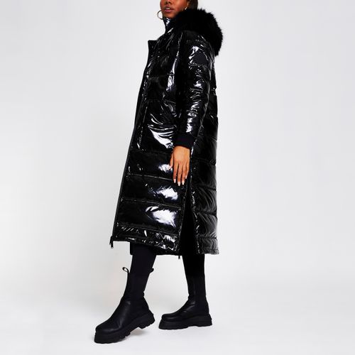 River Island oversized monogram puffer in black