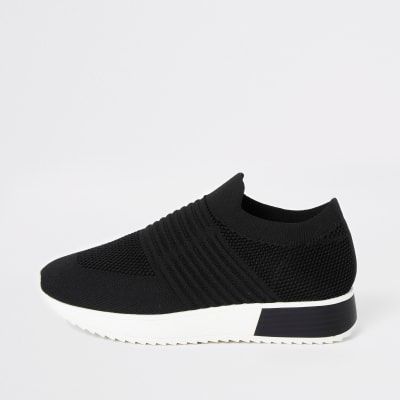 black knit trainers womens