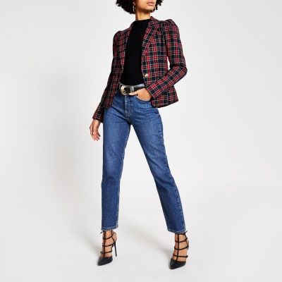 Tartan blazer shop river island