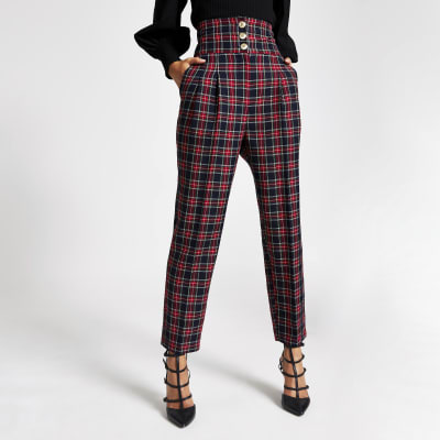 Smak Parlour Red Plaid Wide Leg Trousers – Unique Vintage