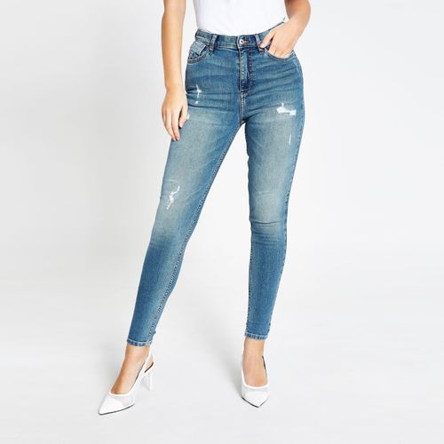 River Island Womens Blue Ripped High Waisted Skinny Jeans 32 00 Buchanan Galleries