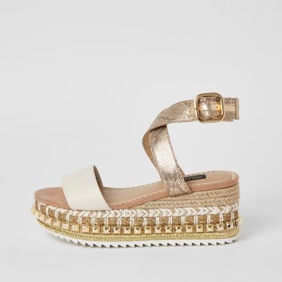 River island sales gold wedges