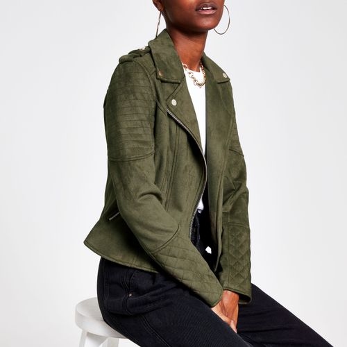 Khaki suede jacket womens
