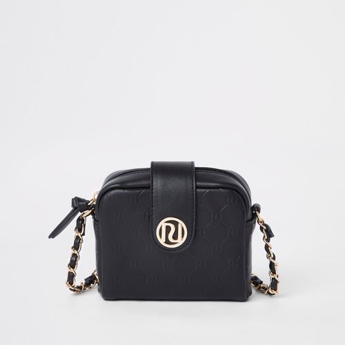 River Island Black Ri Monogram Cross Body Bag And Purse