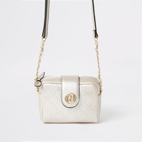 River Island Ri Monogram Boxy Cross Body Bag in White