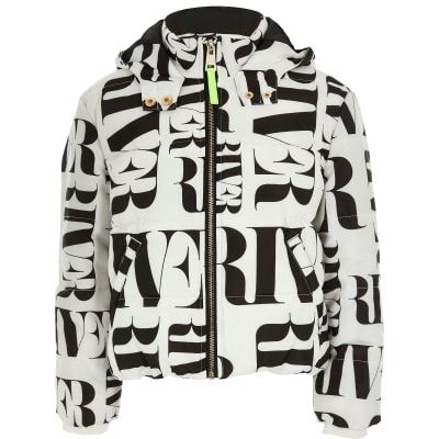 river island black and white coat