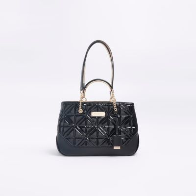 Black winged chain 2025 handle tote bag