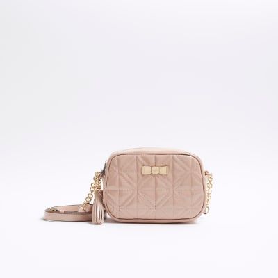 River Island Womens Pink Quilted Bow Detail Cross Body Bag