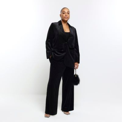 River island deals black velvet blazer