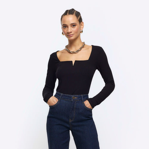 River Island Womens Black Rib...