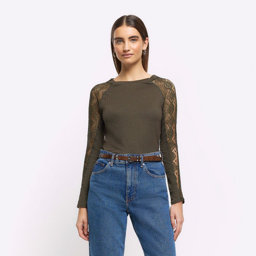 River Island Womens Khaki Rib...