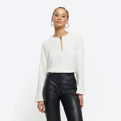 River island white silk blouse cheap