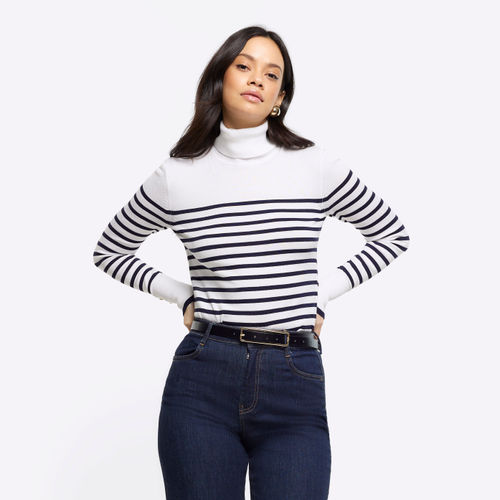 River Island Womens Navy Rib...