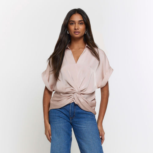 River Island Womens Pink Wrap Front Blouse