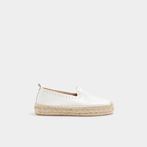 River Island Womens White Leather Studded Espadrille Sandals