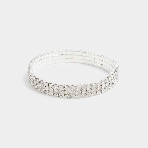 River Island Womens Silver Diamante Cuff Bracelet