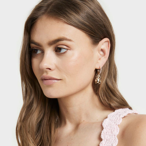 River Island Womens Gold Bug Drop Hoop Earrings