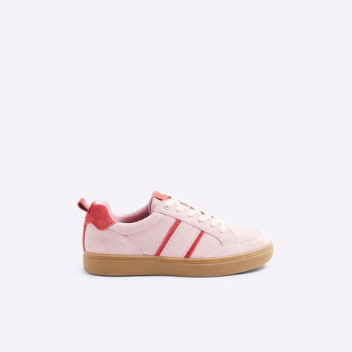 River Island Womens Pink Suedette Lace Up Trainers
