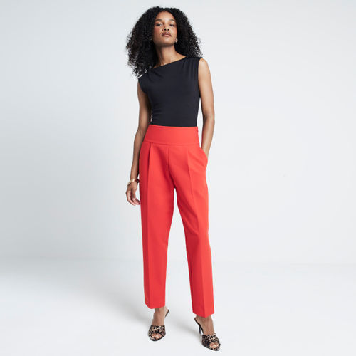 River Island Womens Red High Waisted Straight Trousers