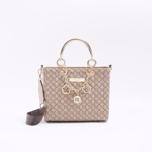 River Island Brown RI monogram barrel bag