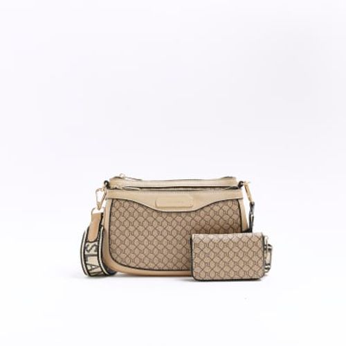 White RI monogram cross body bag