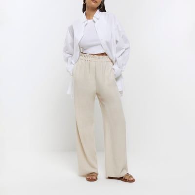 Cream Wide Leg Trousers | River Island