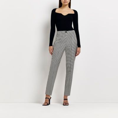 Black split hem flare trousers  River Island