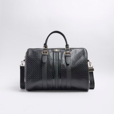 Black ri embossed lock front shopper tote bag new arrivals