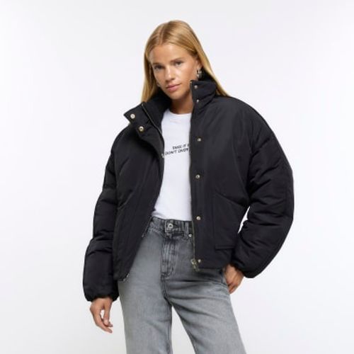 River Island oversized monogram puffer in black