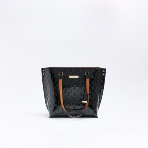 River Island Ri Monogram Webbing Shoulder Bag in Black