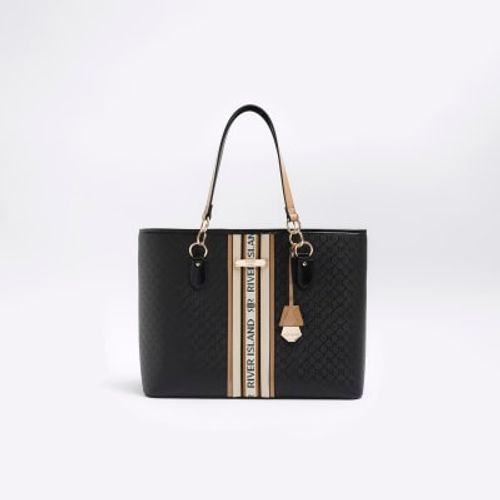 Black RI monogram jacquard shopper bag