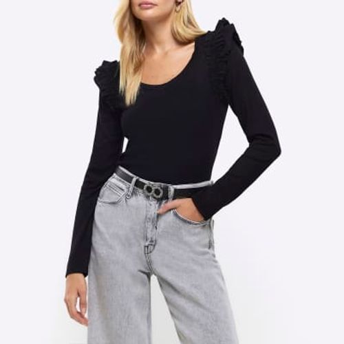 River Island Womens Black Rib...