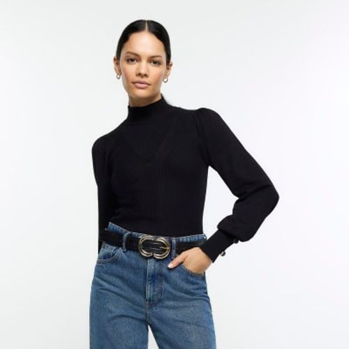 River Island Womens Black Rib...