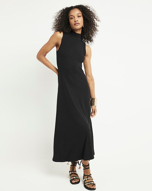 River Island Womens Black Rib...